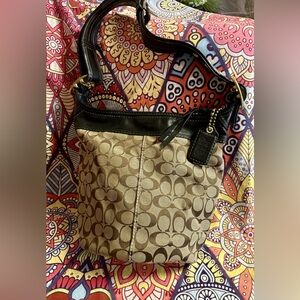 Vintage Brown and Black Coach Shoulder Bag